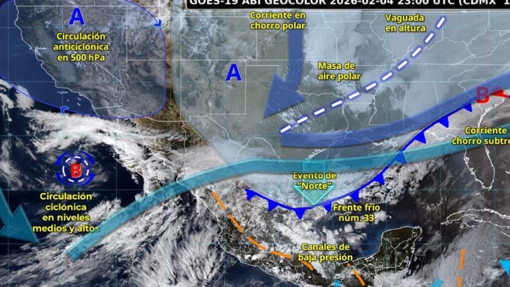 Clima en México del 5 de febrero de 2026: Lluvias, nevadas y el fenómeno del "Norte" en camino.